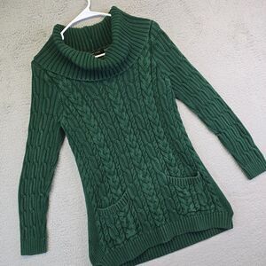 Jeanne Pierre Fisherman Sweater‎ Womens M Cowl Neck Chunky Cable Boho Y2K Chic